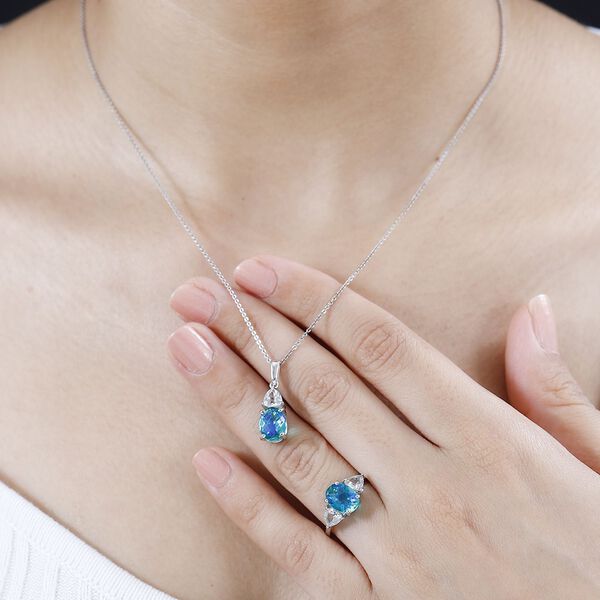 Pfau Triplett Quarz und Topas Schmuckset, 925 Silber rhodiniert - 5,75 ct. image number 3