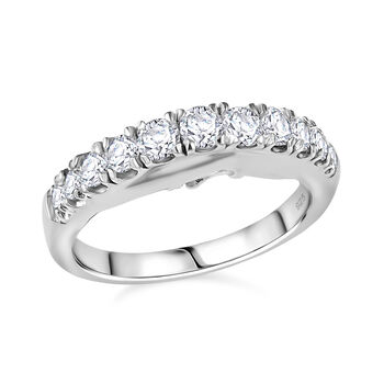 Moissanit Ring 925 Silber rhodiniert (Gr&ouml;&szlig;e 17.00) ca. 0,76 ct