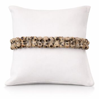 Dalmation Jaspis Armband, Flexibel (ca. 18 cm -19 cm) ca. 141,00 ct.