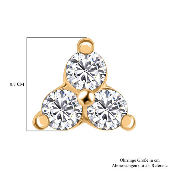 LUXURIANT SI Labor Diamant Ohrringe, 925 Silber 750 Gelbgold Vermeil - 0,50 ct. image number 5