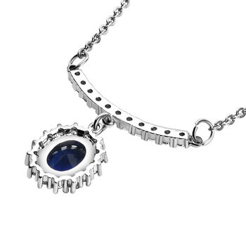 Simulierte, blaue Kristall und Zirkonia-Halskette, 50 cm - 1.50 ct.