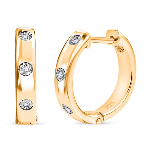 Weißer Diamant P Ohrringe 925 Silber Gelbgold Vermeil ca. image number 0