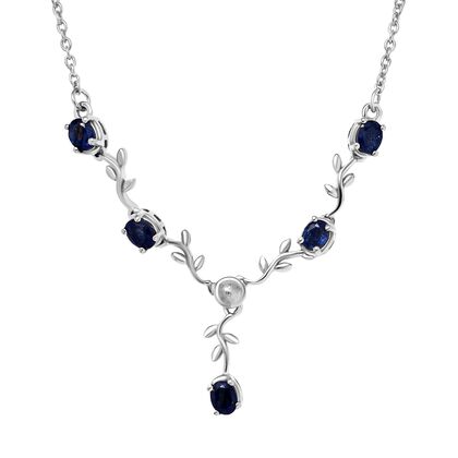 D'Joy Masoala Saphir (Fissure gef&uuml;llt) Halskette ca. 45 cm 925 Silber platiniert ca. 0.48 ct