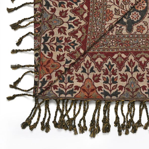 Jamawar-Schal, 3-Schiffchen-Webung, 70x200 cm, Blumen image number 7