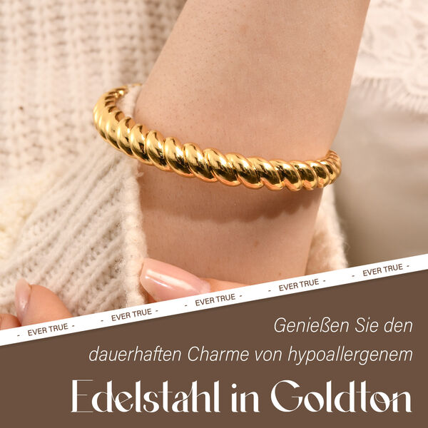 EVER TRUE Designer inspirierter gedrehter 19cm Armreif und Creolen in Goldton image number 4