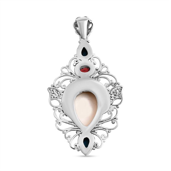 Royal Bali Kolletion - Ox Bone, roter Granat und Sleeping Beauty T&uuml;rkis Anh&auml;nger - 1,3 ct. image number 5