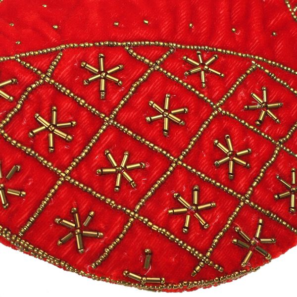 Handgefertigte Gl&uuml;ckskekstasche aus Samtbrokat mit Perlen, rot image number 8