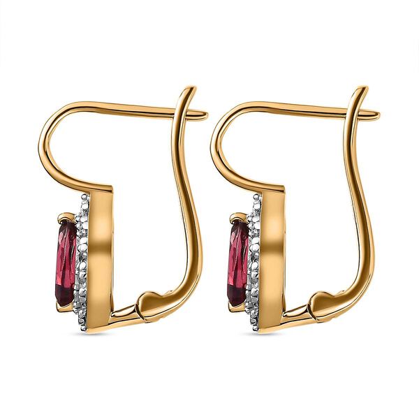 AAA Orissa Rose Granat, Wei&szlig;er Zirkon Ohrringe, 925 Silber Gelbgold Vermeil, ca. 1.42 ct image number 5