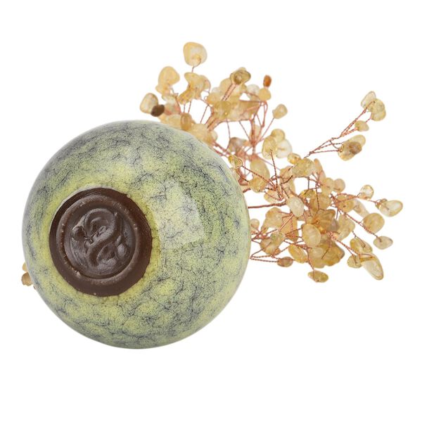 LIVMORE Edelsteinbaum Dekoration mit 168 Citrin Perlen und Keramikschale, 18cm, Gelb image number 4