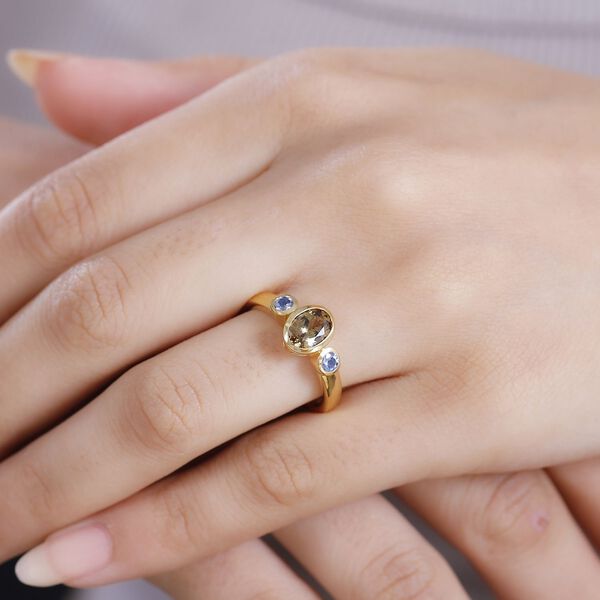 AA Nat&uuml;rlicher goldener Tansanit und Tansanit Ring - 1,20 ct. image number 10