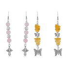 Rosenquarz, Gelber Opal Schmuckset Reiner Edelstahl Schwarz oxidiert und Legierung Schwarz oxidiert ca. 75.00 ct