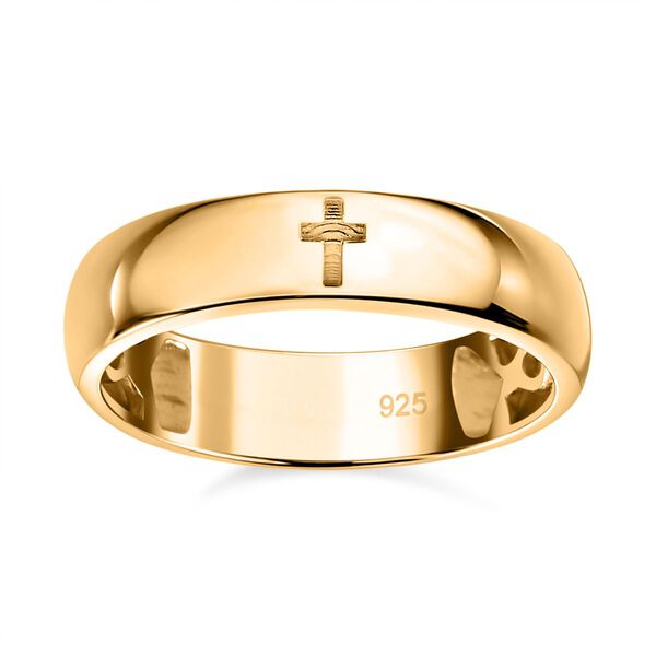 Bandring mit Kreuzmotiv, 925 Silber Gelbgold Vermeil image number 4