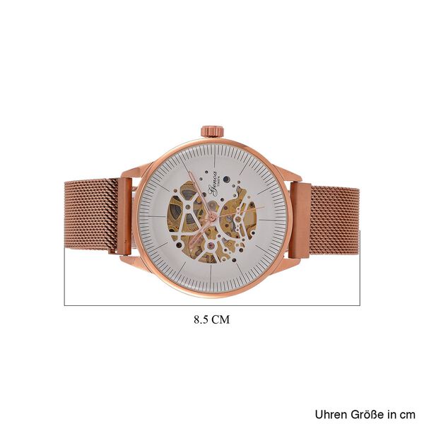 GENOA Automatik Mechanische Uhr mit Sonnenschein-Hohlzifferblatt und Automatischem Uhrwerk, rosefarben image number 6
