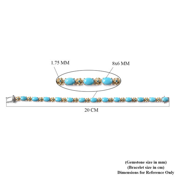 Natürliches Sleeping Beauty Türkis-Armband, ca. 20 cm lang, 925 Silber vergoldet ca. 13,89 ct image number 8