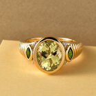 Ouro Verde-Quarz und Natürlicher Chromdiopsid Ring 925 Silber vergoldet (Größe 16.00) image number 1