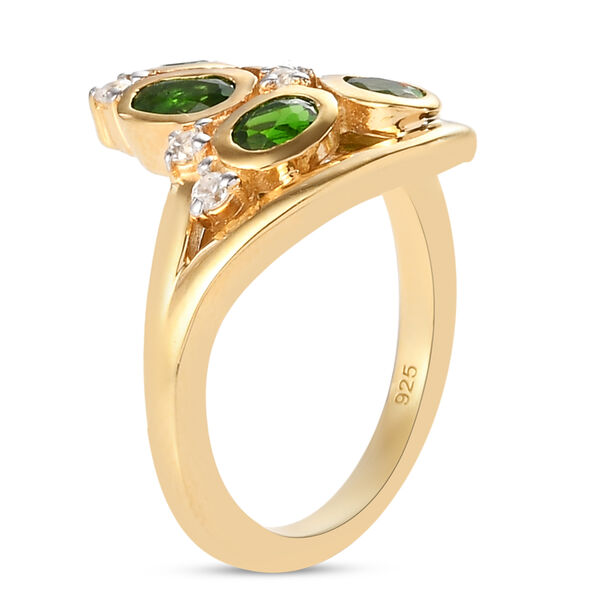 Natürlicher Chromdiopsid und Zirkon Ring 925 Silber vergoldet  ca. 1,20 ct image number 5
