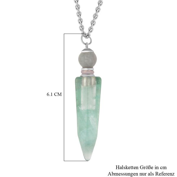 Grüner Fluorit Pendel Anhänger mit Kette, ca. 36.50 ct image number 5