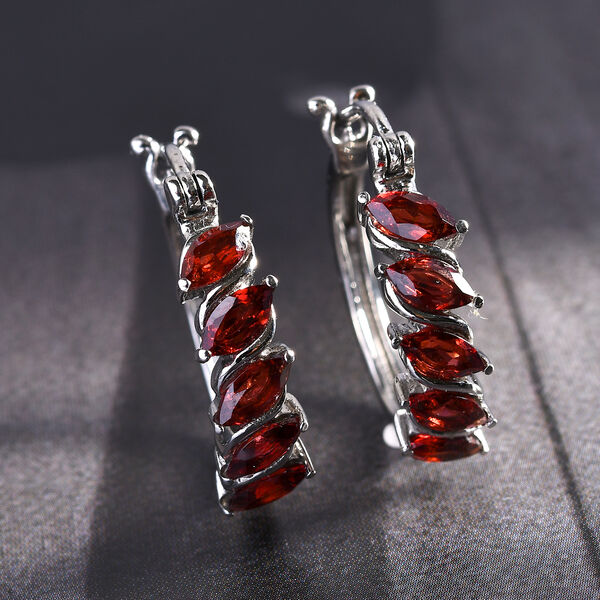 Roter Granat Creolen Edelstahl ca. 3,21 ct image number 2