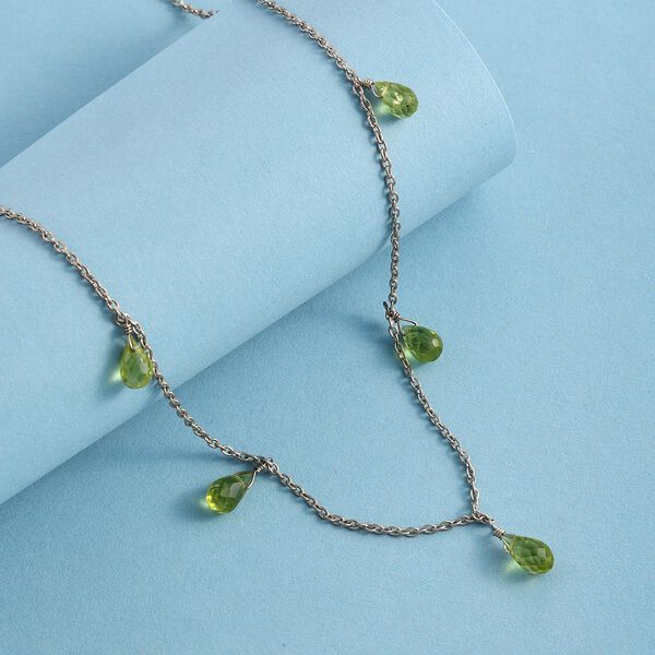 Peridot Halskette 50 cm 925 Silber platiniert ca. 10,00 ct image number 2