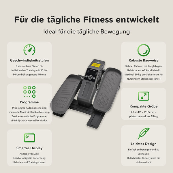 LIVMORE Original kompakter Elektro Stepper, Anti-Rutsch-Pedale, Anzeige und Fernbedienung, 47&times;42&times;23,5 cm, Schwarz image number 6