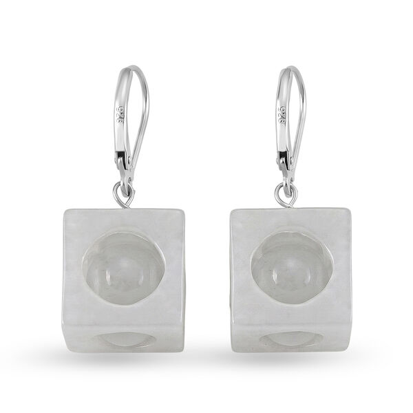 D'Joy Wei&szlig;e Jade Ohrringe 925 Silber Rhodiniert ca. 50,00 ct. image number 4