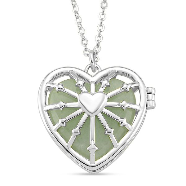 Herz Anh&auml;nger mit wechselbaren Edelsteinen und Kette, ca. 50 cm + 5 cm Extender, Nickelfreies Messing, Silberfarben image number 5