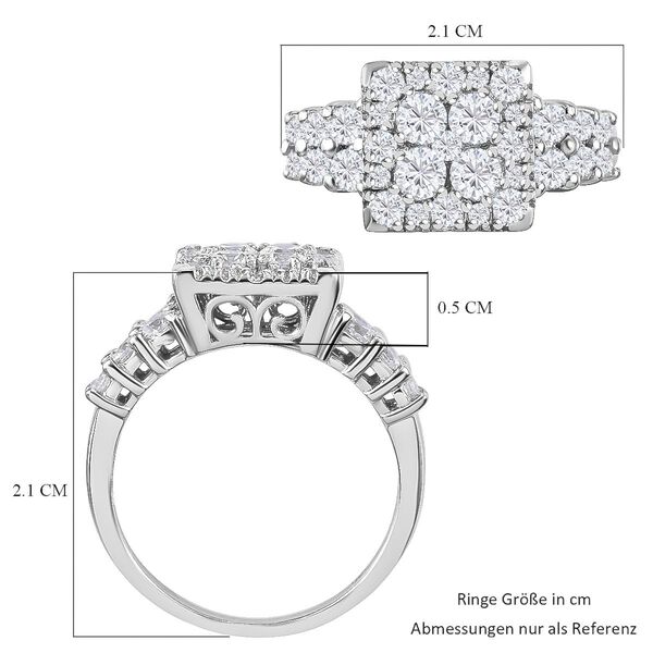 LUSTRO STELLA Hergestellt mit ZIRKONIA Cluster Ring 925 Silber Platin-&Uuml;berzug (Gr&ouml;&szlig;e 21.00) ca. 3,33 ct image number 7