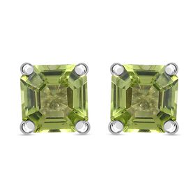 Natürlicher Peridot-Ohrstecker, 925 Silber platiniert, ca. 1,14 ct