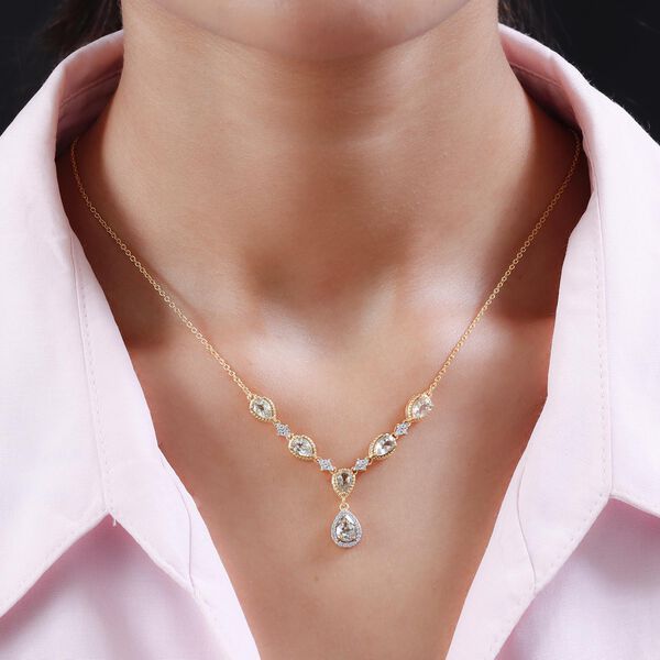 AAA Turkizit Collier, ca. 45 cm, 925 Silber Gelbgold Vermeil ca. 3,30 ct image number 2