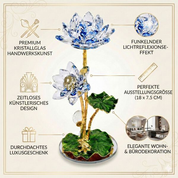 "Lotus crystal decoration Colour: Blue Size: 18x 7.5CM Material: Crystal Glass" image number 4