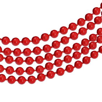 Mehrstr&auml;ngige rote Muschelkernperlen-Halskette, 255 cm
