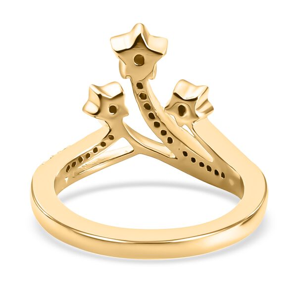 Diamant 3 Stern Ring 925 Silber Gelbgold Vermeil image number 6