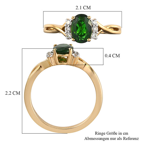 Natürlicher Chromdiopsid und Zirkon Ring 925 Silber vergoldet  ca. 0,98 ct image number 6