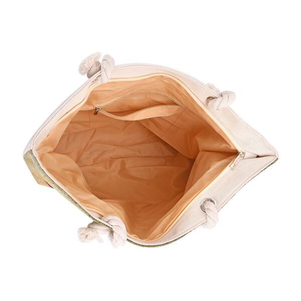 Jacquardgewebte Tasche aus Jute, 42x37x34 cm, Blumenmuster image number 5