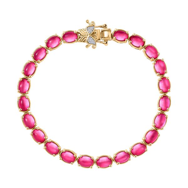 D'Joy Maulbeer Mondstein, Weißer Zirkon Armband ca. 19 cm 925 Silber 750 Gelbgold Vermeil ca. 19,38 ct. image number 0