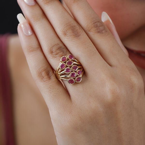 Afrikanischer Rubin (Fissure gefüllt) Ring, 925 Silber vergoldet (Größe 17.00) ca. 2.20 ct image number 3