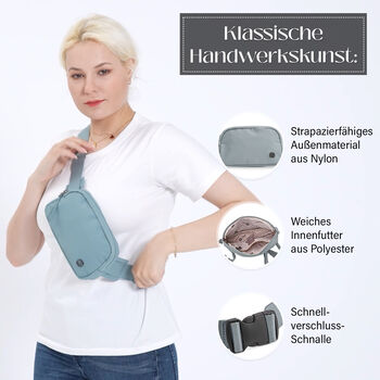 Nylon Crossbody Tasche in Blau mit praktischen F&auml;chern, 19x12x6cm