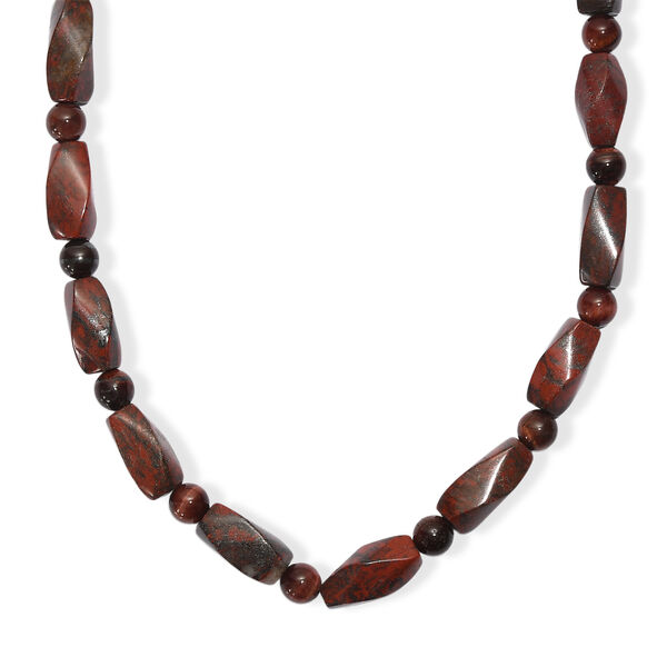 Leopard Jaspis, Rotes Tigerauge Halskette ca. 50 cm Nickelfreies Messing platiniert ca. 193.00 ct