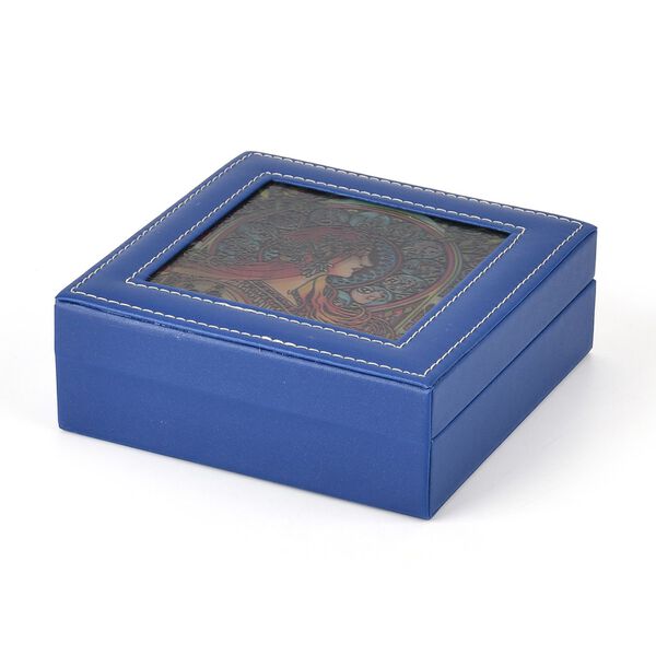 LIVMORE Schmuckbox, mit Glasfenster, 15.5 x 15.5 x 5.5 cm, Blau image number 3