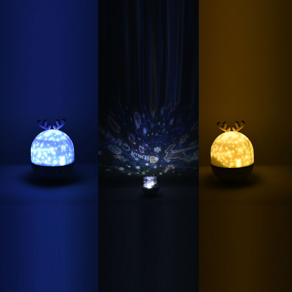 Projektor Lampe, 1200 mAh Batterie inkl., 11x11x15 cm, USB-Kabel 80 cm, Hirsch image number 1