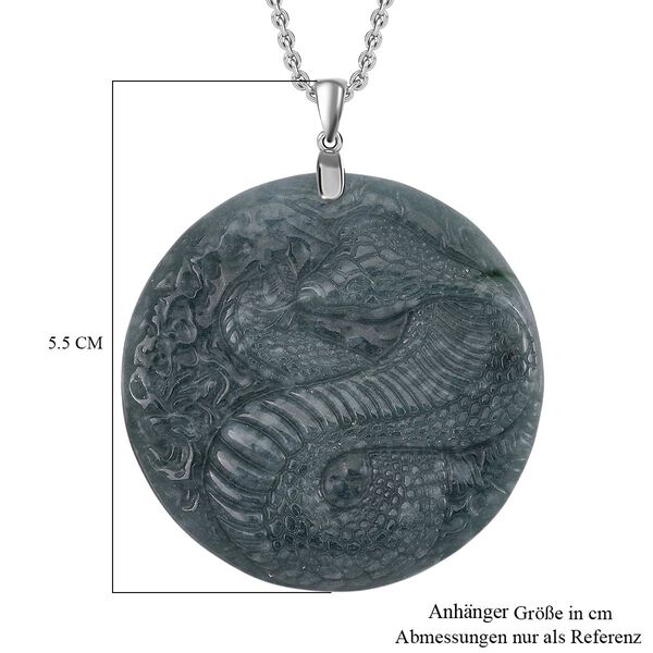 Nat&uuml;rlicher Olmek Jadeit Anh&auml;nger mit Kette ca. 50 cm, 925 Silber rhodiniert ca. 115.00 ct image number 5