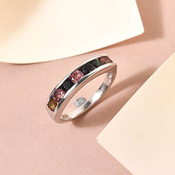 Mehrfarbig Turmalin Ring, 925 Silber platiniert  ca. 0,83 ct image number 2