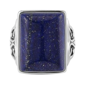 Lapislazuli Ring, Reiner Edelstahl, (Größe 17.00), ca. 16.50 ct