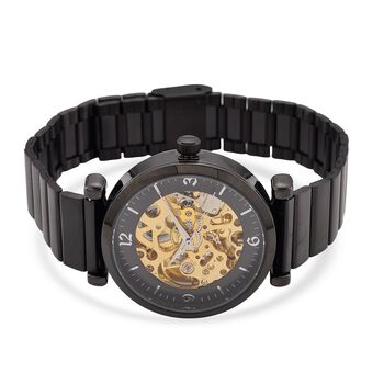 GENOA TIME V2 Automatik-Mechanische Uhr, wei&szlig;es Zifferblatt mit Sonnenschein-Design, 3ATM Wasserdicht, 8,5 cm, Schwarz