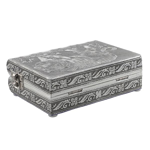Handgefertigtes, Aluminium-Schmuckk&auml;stchen, silber, Tigerpr&auml;gung image number 6