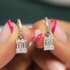 AAA Zirkonia, Smaragdschliff, Ohrhänger, Messing rhodiniert