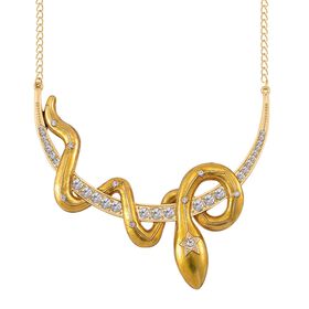 Gold emaillierte weiße Kristall-Halskette, 50 cm