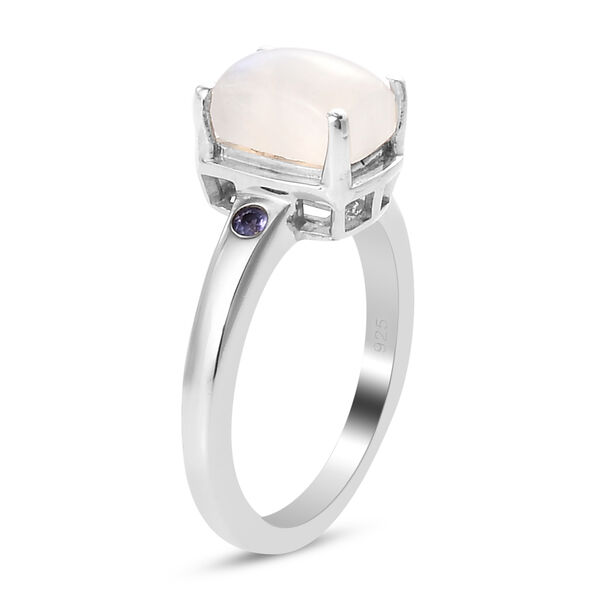 Regenbogen Mondstein und Tansanit Ring 925 Silber platiniert  ca. 2,15 ct image number 5