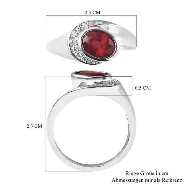 Afrikanischer Rubin (Fissure gefüllt) und Zirkon Ring 925 Silber rhodiniert image number 7