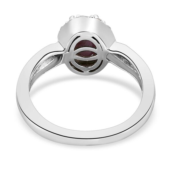 Sternrubin und wei&szlig;er Zirkon-Ring, 925 Silber platiniert  ca. 1,86 ct image number 5